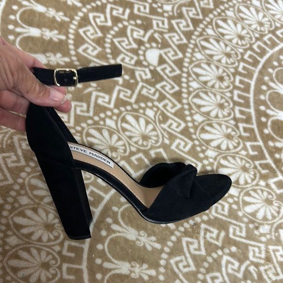 Steve Madden Black Leather Heels with Chunky Block Heel - Picture 9 of 11